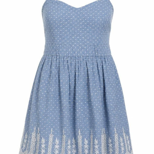 Miss Selfridge Blue Embroidered Slip Dress UK 6