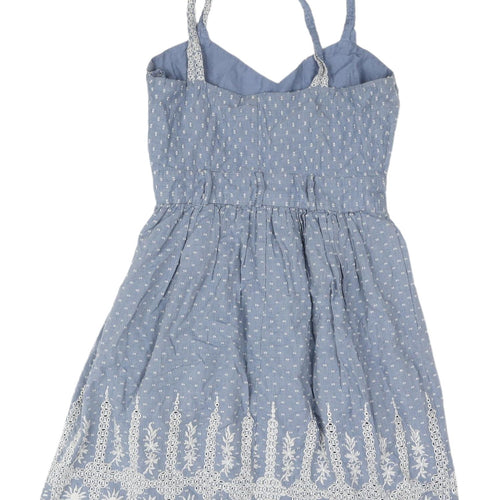 Miss Selfridge Blue Embroidered Slip Dress UK 6