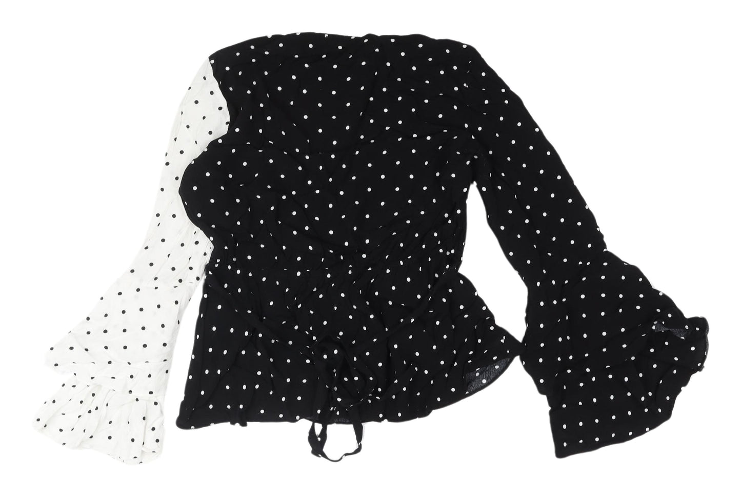 River Island Women's Black & White Polka Dot Wrap Blouse UK 14
