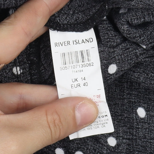River Island Women's Black & White Polka Dot Wrap Blouse UK 14