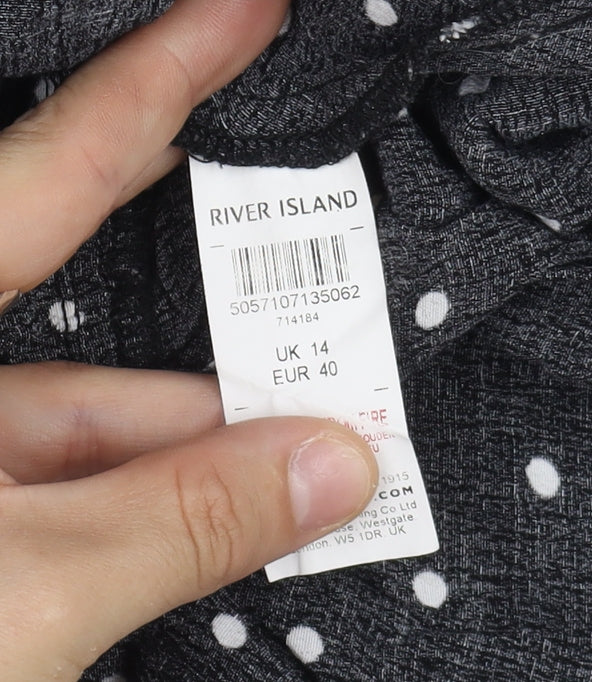 River Island Women's Black & White Polka Dot Wrap Blouse UK 14