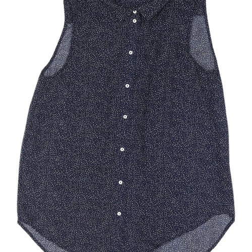 H&M Women's Blue Polka Dot Sleeveless Button-Up 10