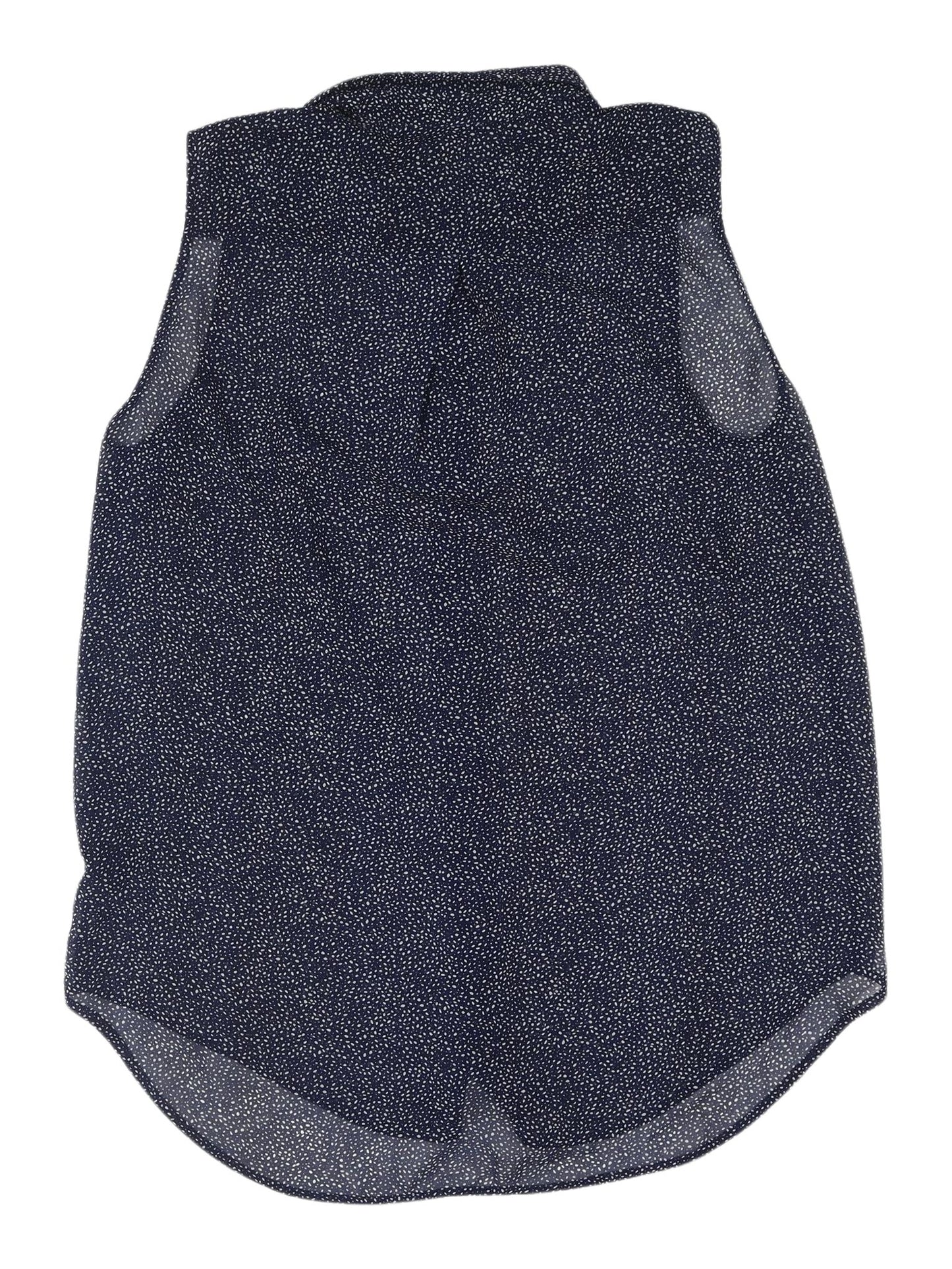H&M Women's Blue Polka Dot Sleeveless Button-Up 10