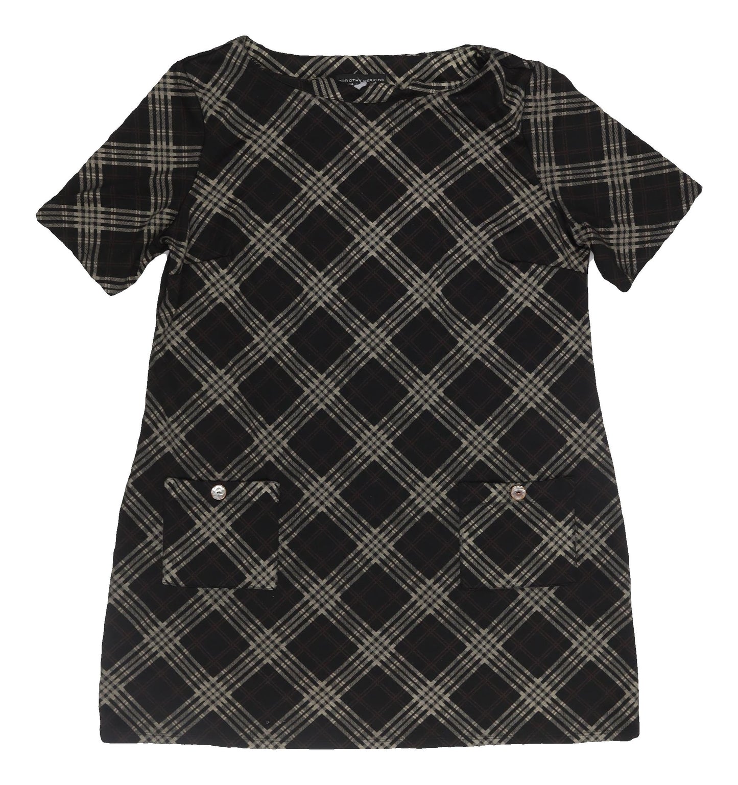 Dorothy Perkins Women's Black Plaid Shift Dress Size 18