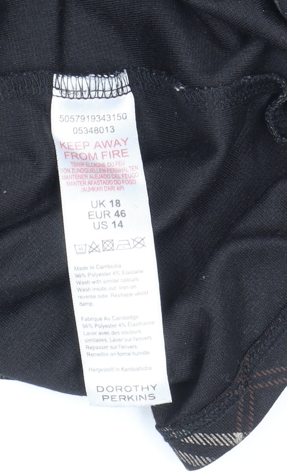 Dorothy Perkins Women's Black Plaid Shift Dress Size 18