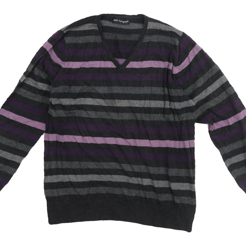 Marks and Spencer Men's Striped V-Neck Pullover M