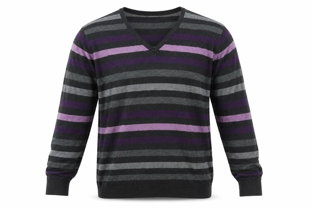 Front view of Marks & Spencer Men's Striped V-Neck Pullover M
