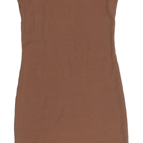 PrettyLittleThing Brown Bodycon Mini Dress UK 4