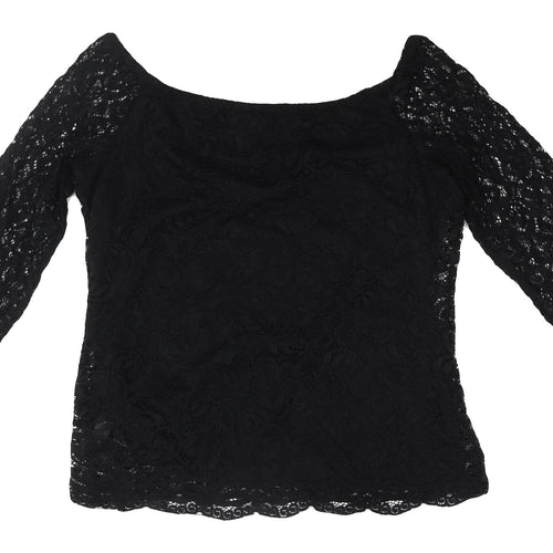 Dorothy Perkins Women's Black Sequin Lace Blouse Size 14