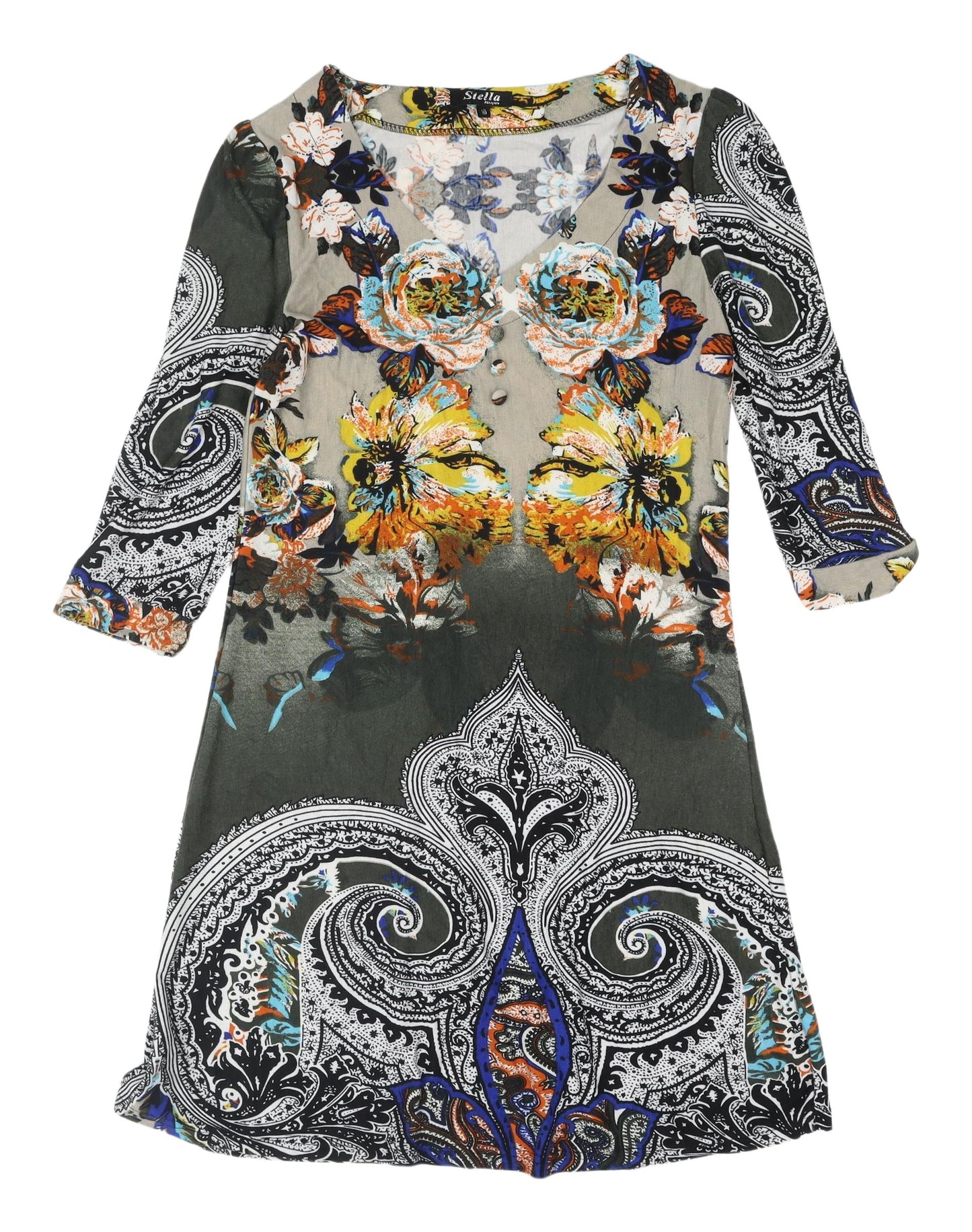 Stella Morgan Women's Grey Floral Paisley Dress Size 10