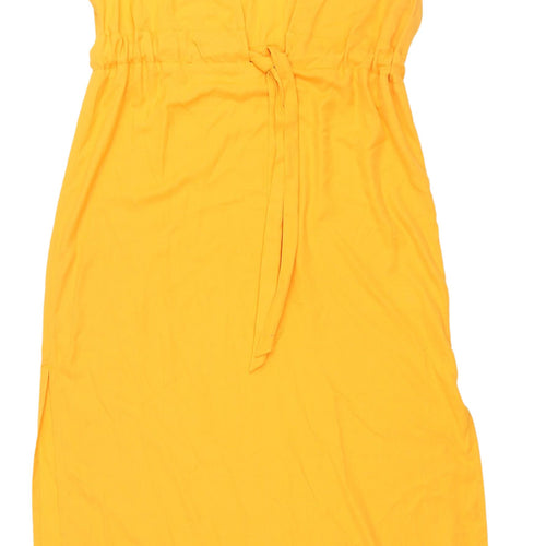 Azure Debenhams Yellow Wrap Midi Dress, Size 6, Women