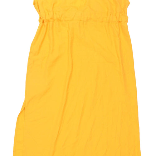 Azure Debenhams Yellow Wrap Midi Dress, Size 6, Women