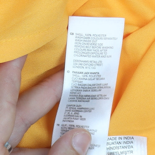 Azure Debenhams Yellow Wrap Midi Dress, Size 6, Women
