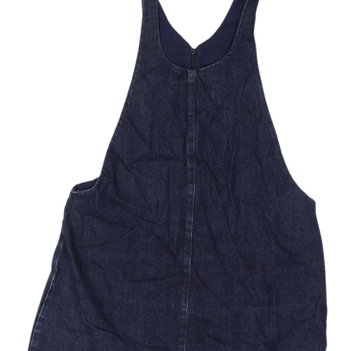Zara Women's Blue Denim Pinafore Dress L