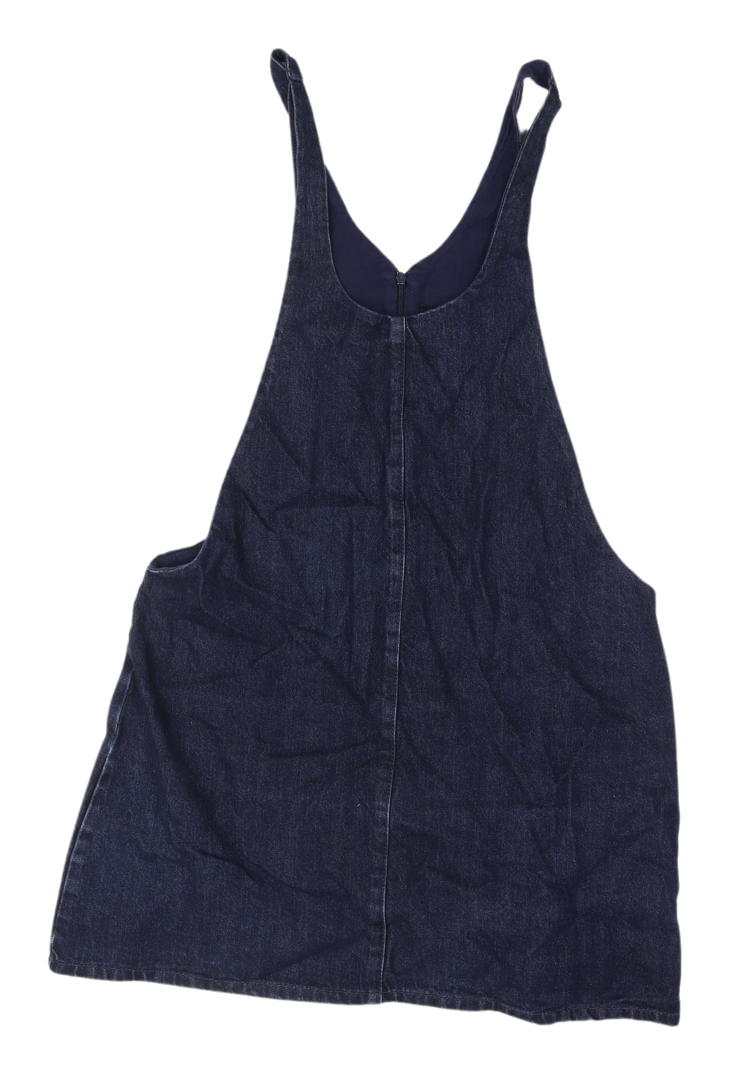 Zara Women's Blue Denim Pinafore Dress L