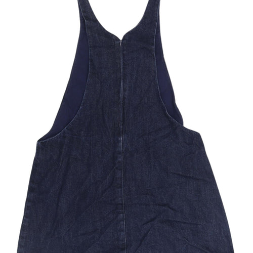 Zara Women's Blue Denim Pinafore Dress L
