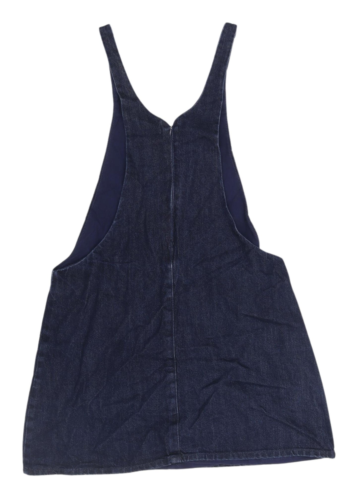 Zara Women's Blue Denim Pinafore Dress L