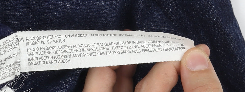 Zara Women's Blue Denim Pinafore Dress L