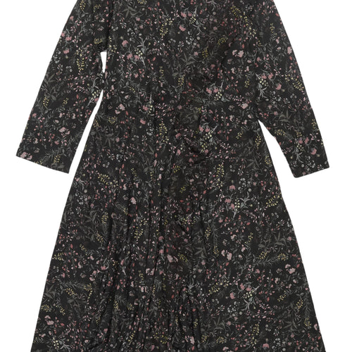 Modern Rarity Women's Black Floral Wrap Dress Size 8