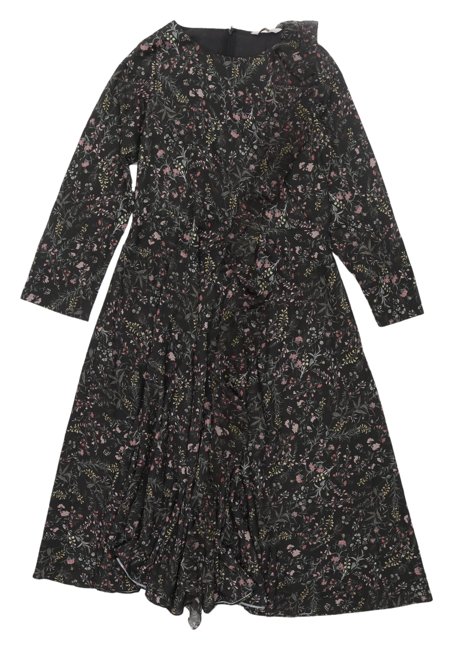 Modern Rarity Women's Black Floral Wrap Dress Size 8