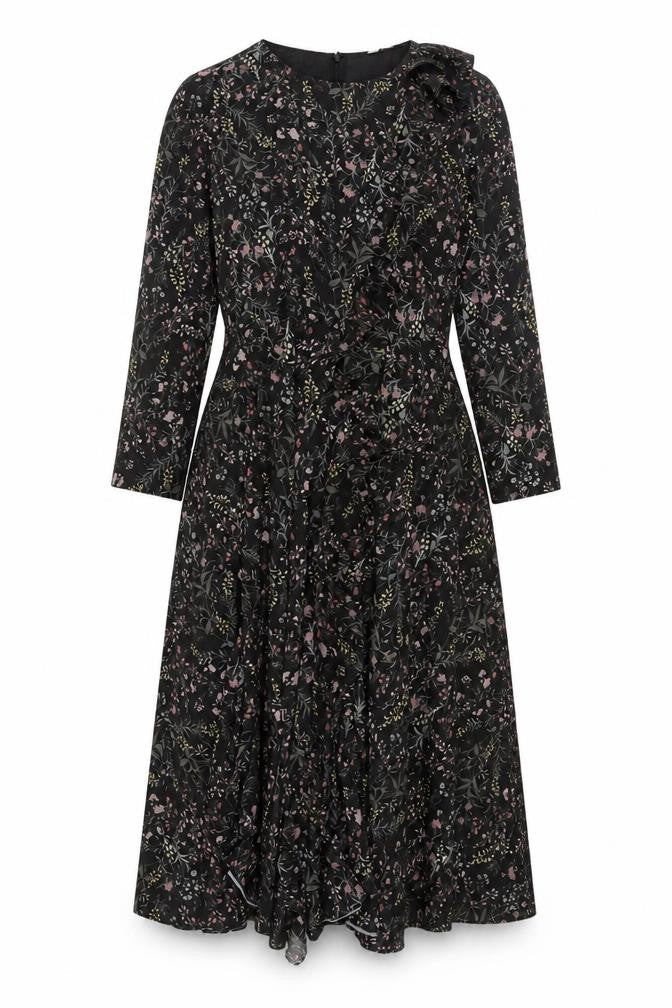 Modern Rarity Women's Black Floral Wrap Dress Size 8