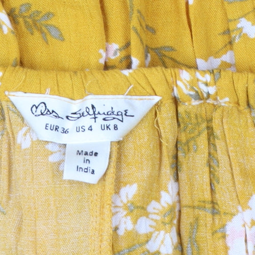 Miss Selfridge Women's Yellow Floral Off-Shoulder Dress