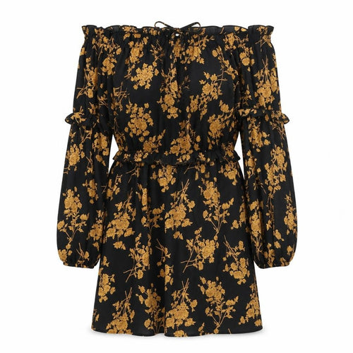In The Style Women's Black Floral A-Line Dress