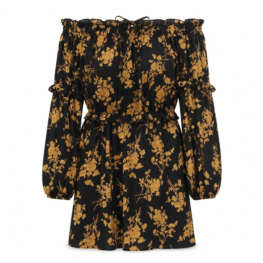 In The Style Women's Black Floral A-Line Dress