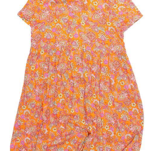Milano Women's Orange Paisley Viscose Dress, Size 12