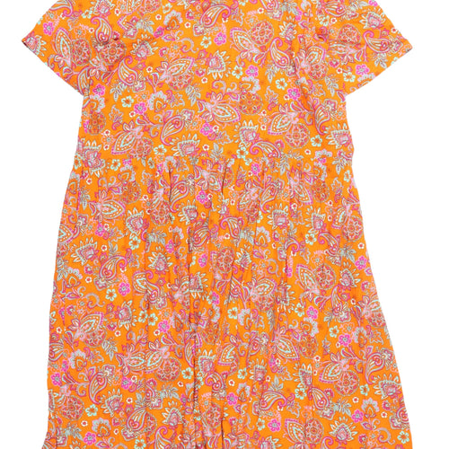 Milano Women's Orange Paisley Viscose Dress, Size 12