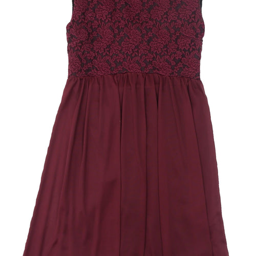 River Island Women's Red Lace A-Line Dress, Size 8