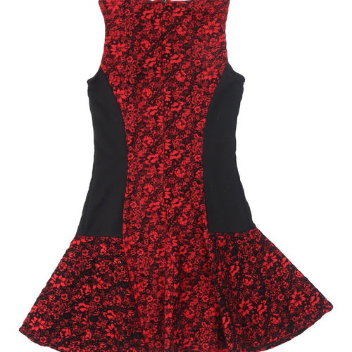 C.L.U.B.L Women's Red Floral Fit & Flare Dress Size 12
