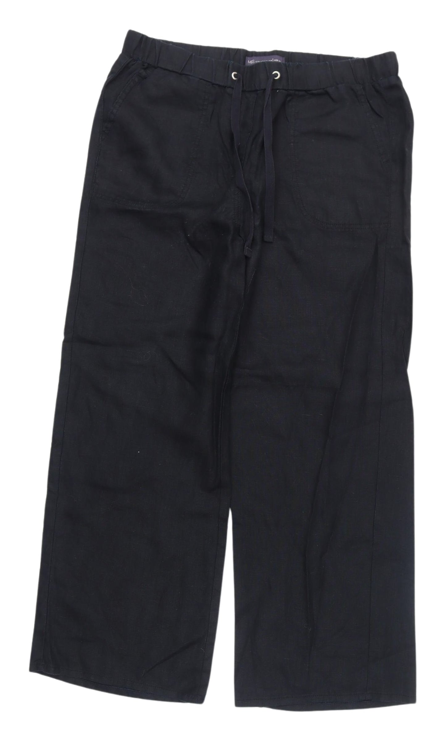 Marks and Spencer Women's Black Linen Trousers Size 12