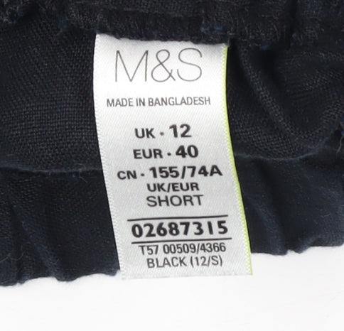 Marks and Spencer Women's Black Linen Trousers Size 12