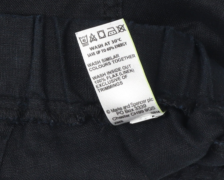 Marks and Spencer Women's Black Linen Trousers Size 12