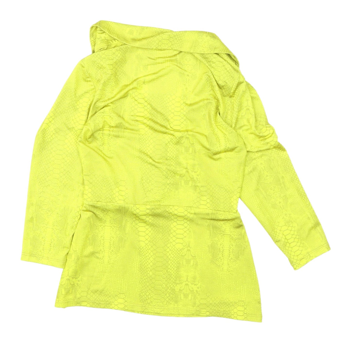 River Island Yellow Wrap Blouse, Size 10, Animal Print, New