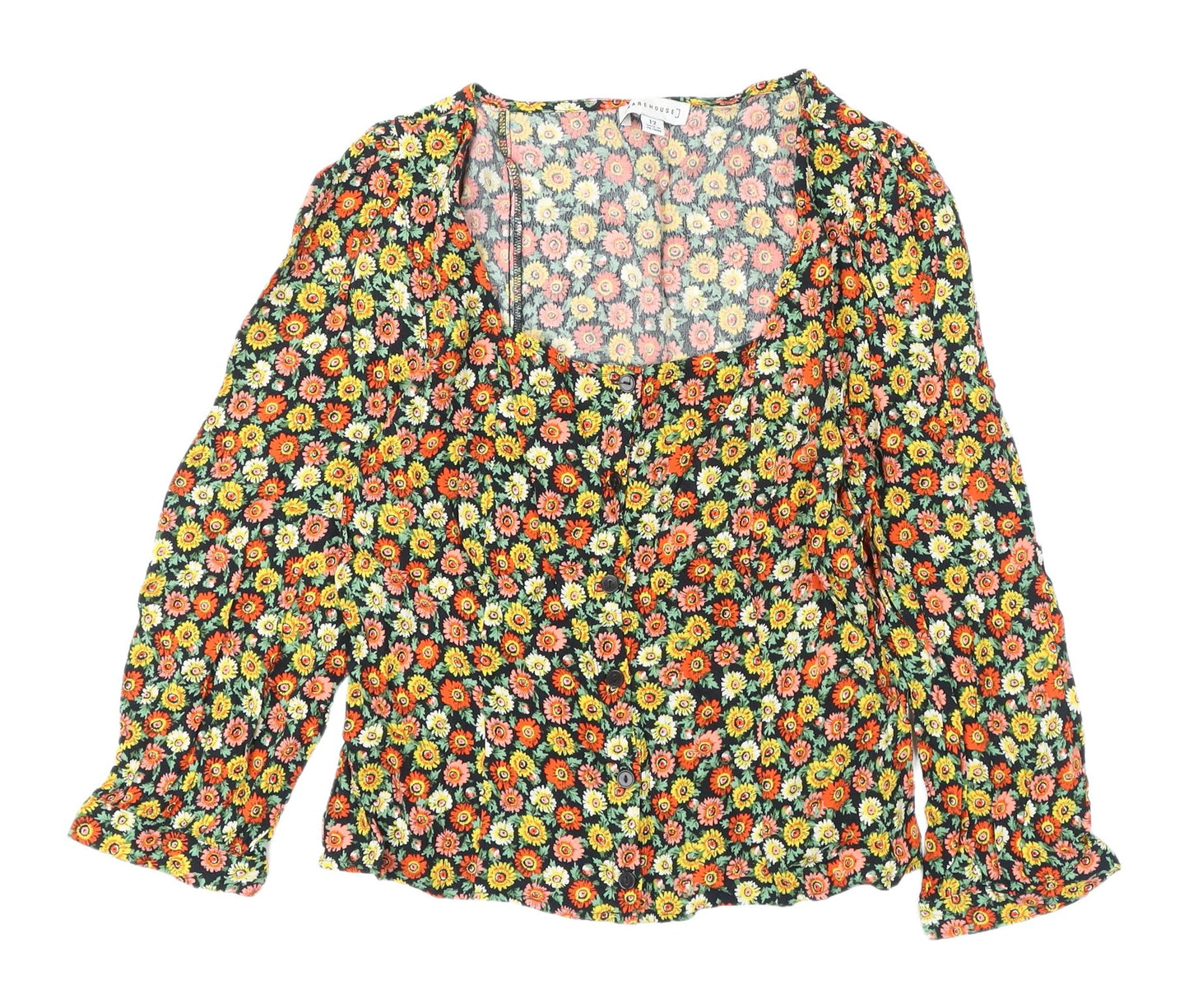 Warehouse Women's Multicoloured Floral Blouse Size 12