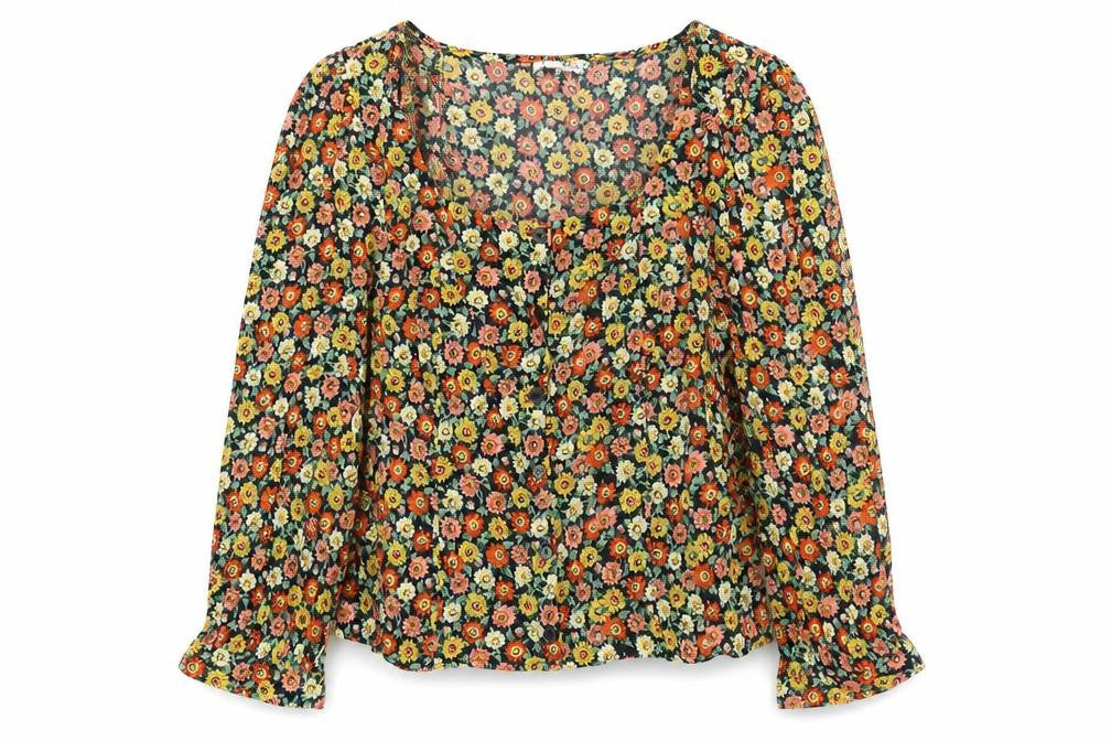 Front view of Warehouse Women's Multicoloured Floral Blouse, size 12