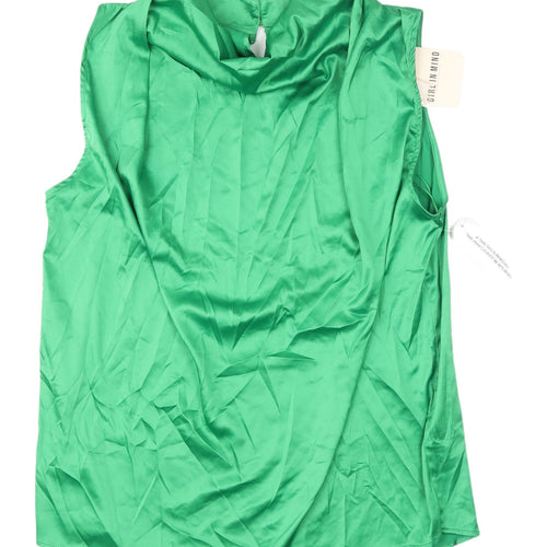 Girl In Mind Women's Green Sleeveless Mock Neck Top