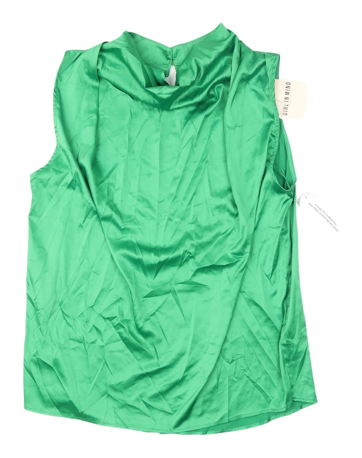 Girl In Mind Women's Green Sleeveless Mock Neck Top