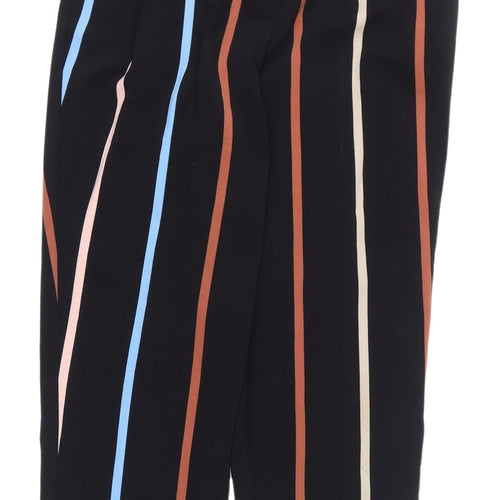 Miss Selfridge Women's Black Striped Cropped Trousers Size 8