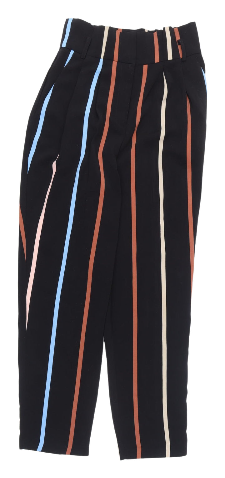 Miss Selfridge Women's Black Striped Cropped Trousers Size 8