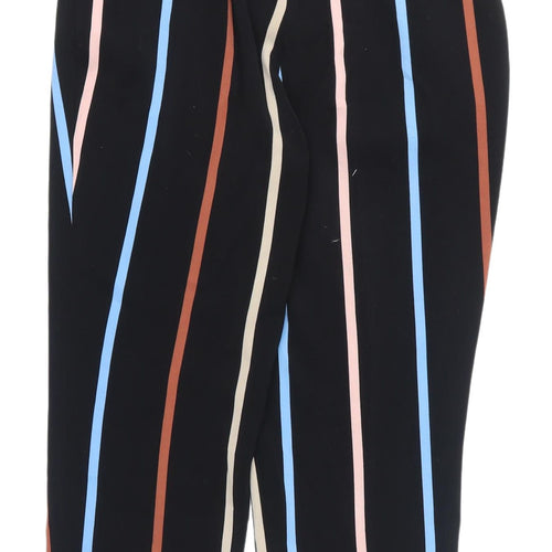 Miss Selfridge Women's Black Striped Cropped Trousers Size 8
