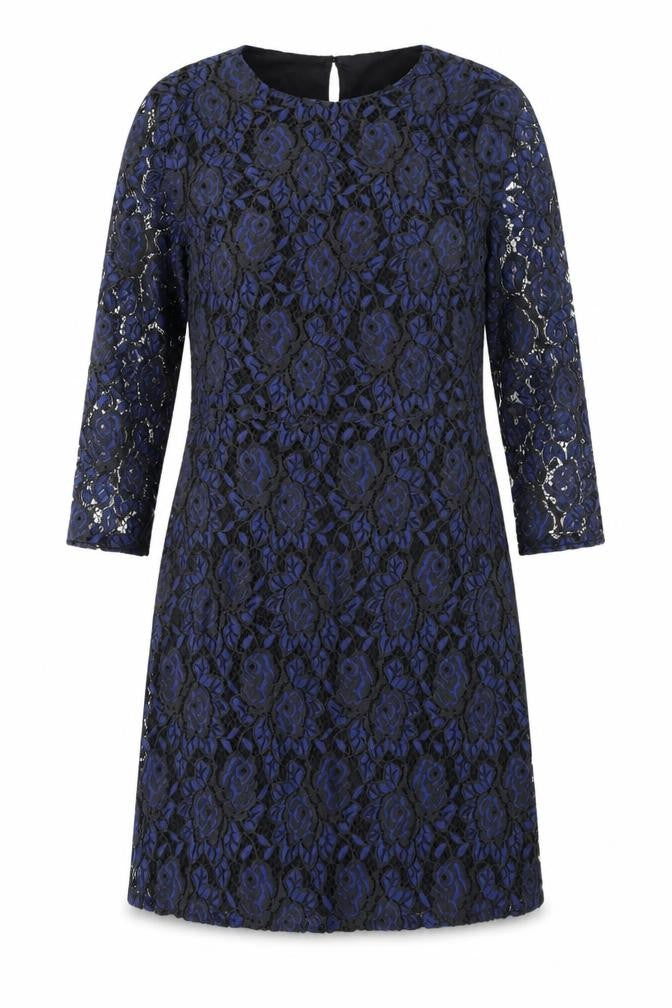 Oasis Women's Blue Floral Lace Sheath Dress Size 10