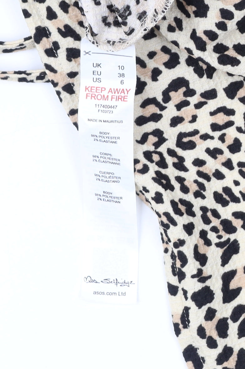 Miss Selfridge Women's Leopard Print Slip Dress Size 10