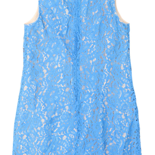 Oasis Women's Blue Floral Lace Sheath Dress Size 12