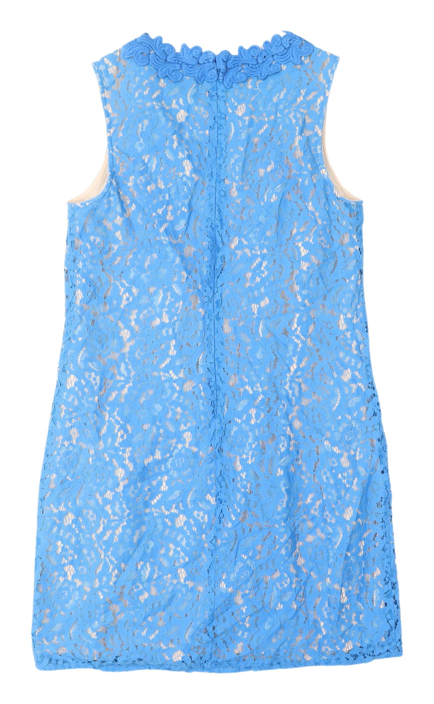 Oasis Women's Blue Floral Lace Sheath Dress Size 12