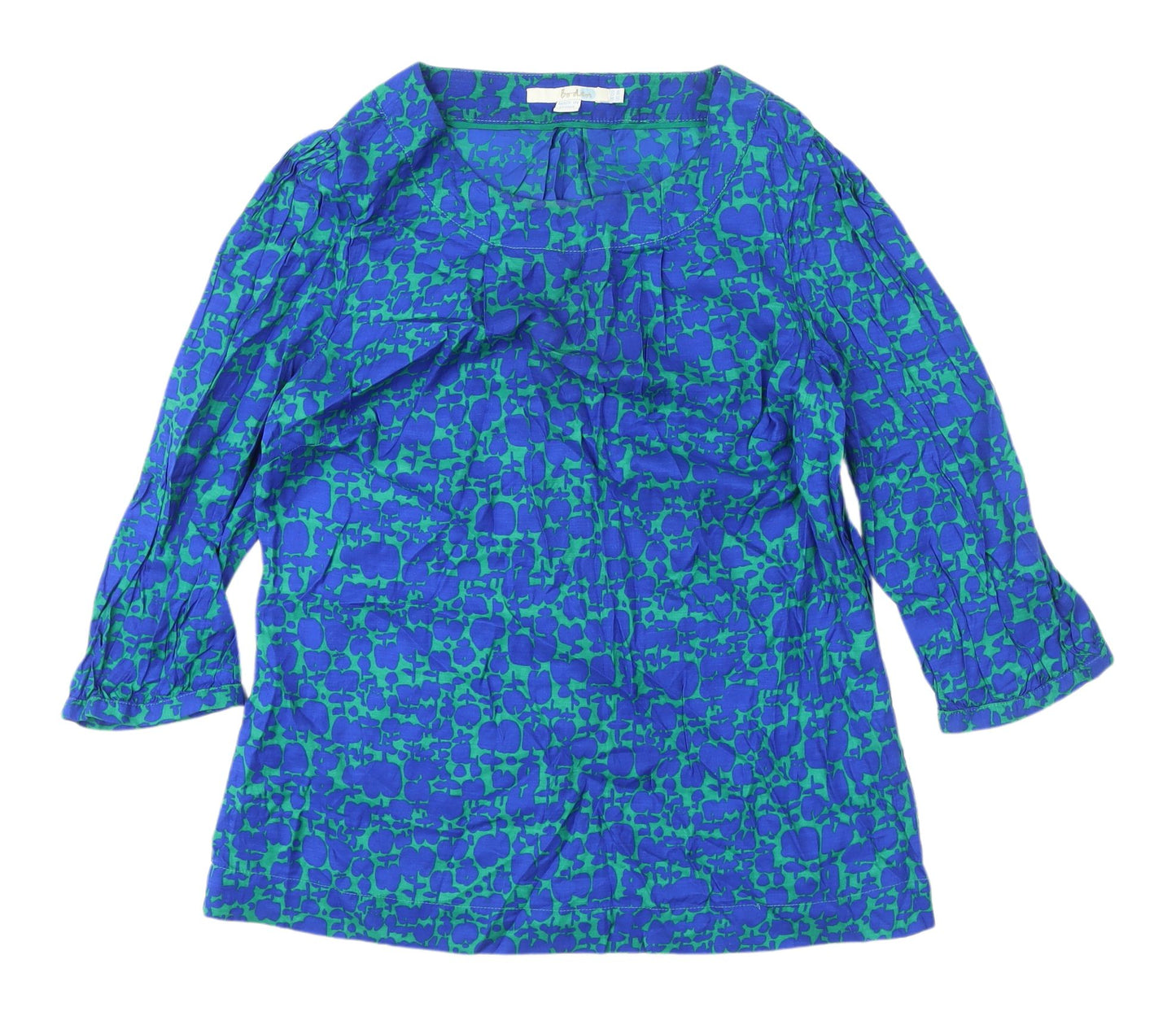 Boden Women's Blue Green Floral Tunic Blouse Size 12