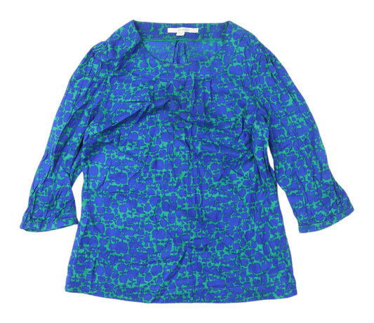 Boden Women's Blue Green Floral Tunic Blouse Size 12