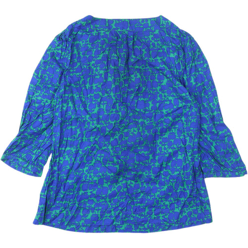 Boden Women's Blue Green Floral Tunic Blouse Size 12